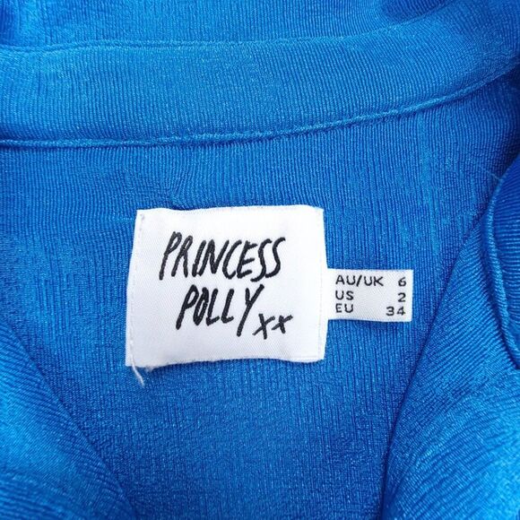 NEW Princess Polly Elody 90s Long Sleeve Knit Button Down Mini Dress Blue 2 y2k - Picture 2 of 6